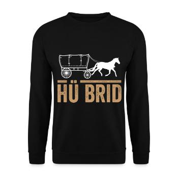 Hü Brid Pferd - Unisex Pullover - Schwarz - Vorne - Alina (178cm) & Michal (187cm)