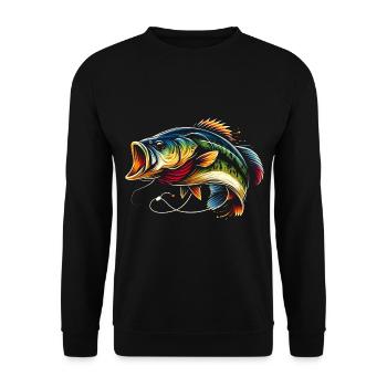 Bass Fish - Unisex Sweatshirt - black - Front - Alina (178cm) & Michal (187cm)