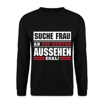 Landwirt Suche frau ab 500 hektar aussehen egal - Unisex Pullover - Schwarz - Vorne - Alina (178cm) & Michal (187cm)