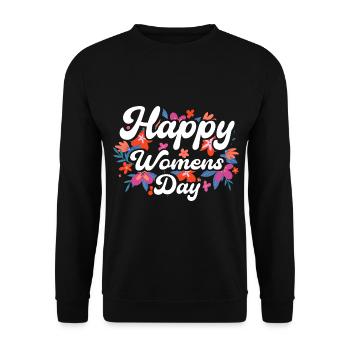 Alles Gute zum Frauentag Feministisch - Unisex Pullover - Schwarz - Vorne - Alina (178cm) & Michal (187cm)