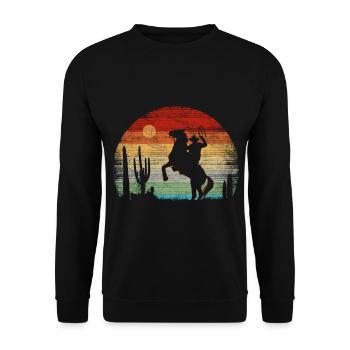 Cowboy - Coucher de soleil rétro - Sweat-shirt Unisexe - noir - Devant - Alina (178cm) & Michal (187cm)