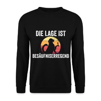 Hund Wein Die Lage ist Besäufniserregend - Unisex Pullover - Schwarz - Vorne - Alina (178cm) & Michal (187cm)