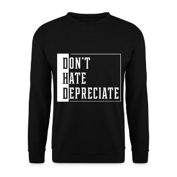 Don't Hate Depreciate - Accountant Funny Gift - Unisex Sweatshirt - black - Front - Alina (178cm) & Michal (187cm)