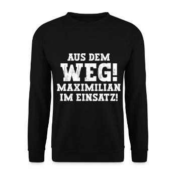 Maximilian Lustiger Spruch Vorname Name Maximilian - Unisex Pullover - Schwarz - Vorne - Alina (178cm) & Michal (187cm)