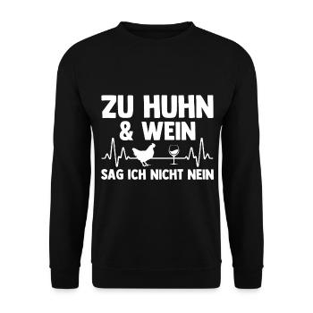 Huhn Landwirt Bauernhof Wein Hühner - Unisex Pullover - Schwarz - Vorne - Alina (178cm) & Michal (187cm)