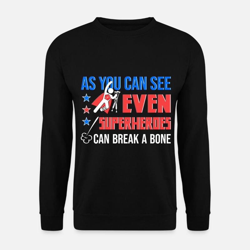 Superheld Krücken Beinbruch Fuß Gebrochen Geschenk - Unisex Pullover - Schwarz