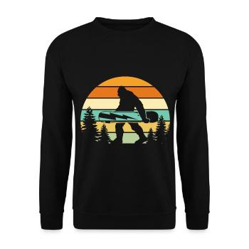 Snowboard Yeti – Bigfoot im Retro-Stil - Unisex Pullover - Schwarz - Vorne - Alina (178cm) & Michal (187cm)
