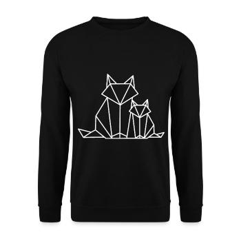 Fuchs Geometrisch Linie - Unisex Pullover - Schwarz - Vorne - Alina (178cm) & Michal (187cm)