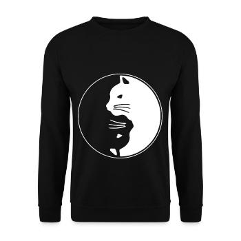 Yin and Yang Cats - Unisex Sweatshirt - black - Front - Alina (178cm) & Michal (187cm)
