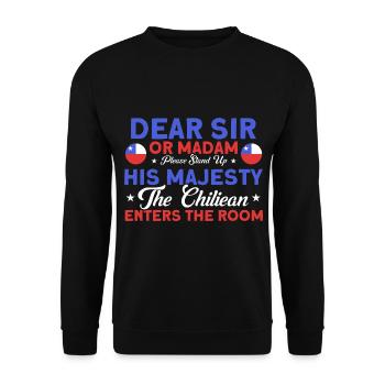 The Chiliean kicks a Chile souvenir - Unisex Sweatshirt - black - Front - Alina (178cm) & Michal (187cm)