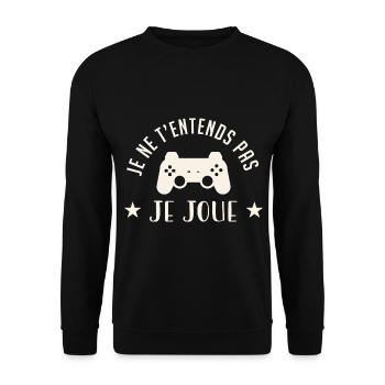 Je Ne T'Entends Pas Je Joue - Gamer - Sweat-shirt Unisexe - noir - Devant - Alina (178cm) & Michal (187cm)