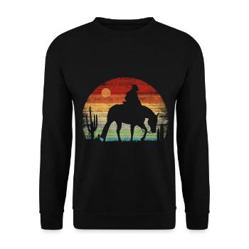 Cowboy - Coucher de soleil rétro - Sweat-shirt Unisexe - noir - Devant - Alina (178cm) & Michal (187cm)