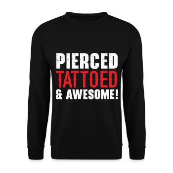 Pierced Tattooed and Horny Tattooing Tattoo - Unisex Sweatshirt - black - Front - Alina (178cm) & Michal (187cm)