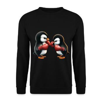 Penguin Boxing Match - Unisex Sweatshirt - black - Front - Alina (178cm) & Michal (187cm)