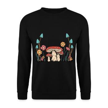 Fleurs d’automne Champignons Nature Flore Botanique - Sweat-shirt Unisexe - noir - Devant - Alina (178cm) & Michal (187cm)