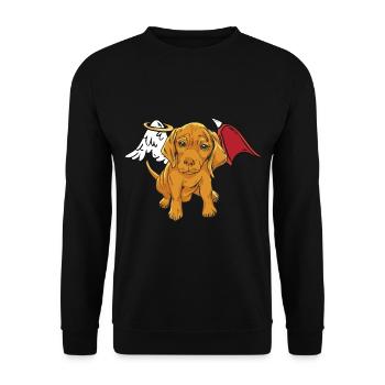 Dog Pets Angel Devil Wings Dogs Devilish - Unisex Sweatshirt - black - Front - Alina (178cm) & Michal (187cm)