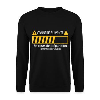 Cadeau Connerie Suivante En Cours De Préparation - Sweat-shirt Unisexe - noir - Devant - Alina (178cm) & Michal (187cm)