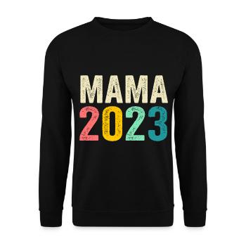 Mutter 2023 Schwanger Werdende Mama - Unisex Pullover - Schwarz - Vorne - Alina (178cm) & Michal (187cm)