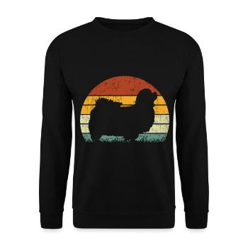 Epagneul Tibétain Chien Vintage Rétro - Sweat-shirt Unisexe - noir - Devant - Alina (178cm) & Michal (187cm)