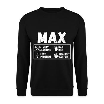 Max - Unisex Pullover - Schwarz - Vorne - Alina (178cm) & Michal (187cm)