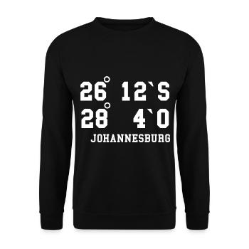 Johannesburg Koordinaten Südafrika Urlaub Idee - Unisex Pullover - Schwarz - Vorne - Alina (178cm) & Michal (187cm)