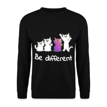 be different Lady Cat Animaux Chaton Somme Tendance - Sweat-shirt Unisexe - noir - Devant - Alina (178cm) & Michal (187cm)