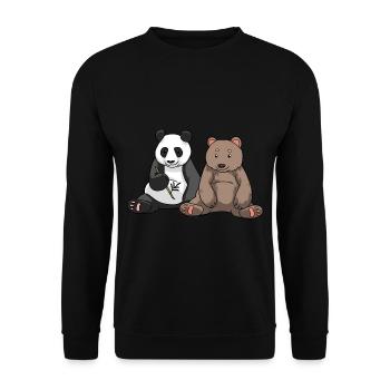 Bear Bear Panda Bear Brown Bear Wildlife Children Xmas - Unisex Sweatshirt - black - Front - Alina (178cm) & Michal (187cm)