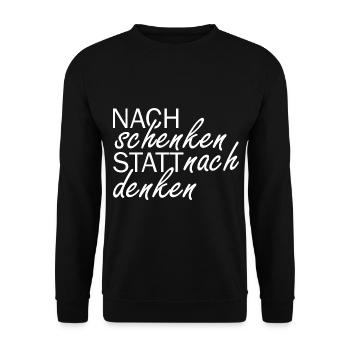 nachschenken statt nachdenken - Unisex Pullover - Schwarz - Vorne - Alina (178cm) & Michal (187cm)