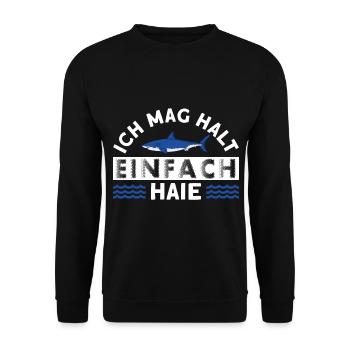 Haifisch Weißer Hai Taucher - Unisex Pullover - Schwarz - Vorne - Alina (178cm) & Michal (187cm)