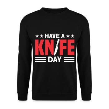 Schmied Klingenschmied Messerschmied Geschenk - Unisex Pullover - Schwarz - Vorne - Alina (178cm) & Michal (187cm)