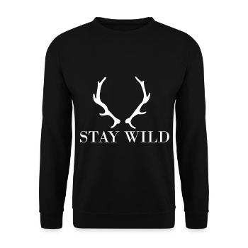 Stay Wild Wald - Unisex Pullover - Schwarz - Vorne - Alina (178cm) & Michal (187cm)
