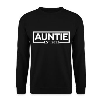 Auntie Est. 2023, Auntie To Be, Révélation de grossesse - Sweat-shirt Unisexe - noir - Devant - Alina (178cm) & Michal (187cm)