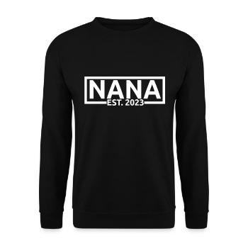 Nana Est. 2023, Grand-mère à être, révélation de grossesse - Sweat-shirt Unisexe - noir - Devant - Alina (178cm) & Michal (187cm)