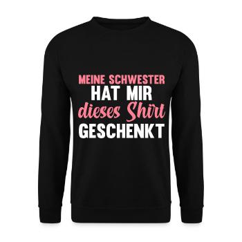 Geschwister Schwestern Schwester - Unisex Pullover - Schwarz - Vorne - Alina (178cm) & Michal (187cm)