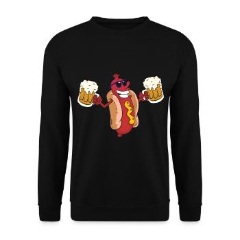 Bratwurst und Bier - Unisex Pullover - Schwarz - Vorne - Alina (178cm) & Michal (187cm)