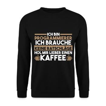 Programmieren Kaffee Entwickler Coder Programmiere - Unisex Pullover - Schwarz - Vorne - Alina (178cm) & Michal (187cm)