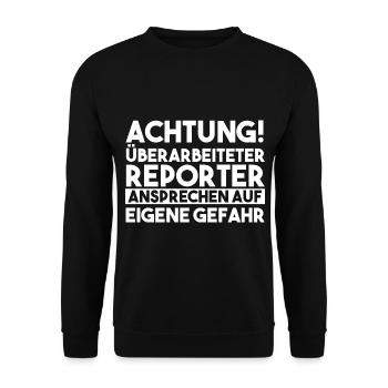 Journalistik Journalist Reporter - Unisex Pullover - Schwarz - Vorne - Alina (178cm) & Michal (187cm)