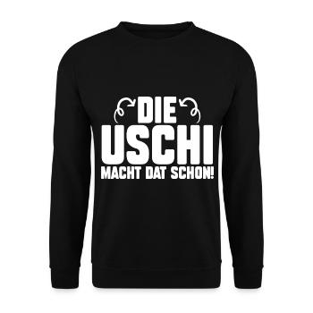 Die Uschi Macht Dat Schon - Unisex Pullover - Schwarz - Vorne - Alina (178cm) & Michal (187cm)