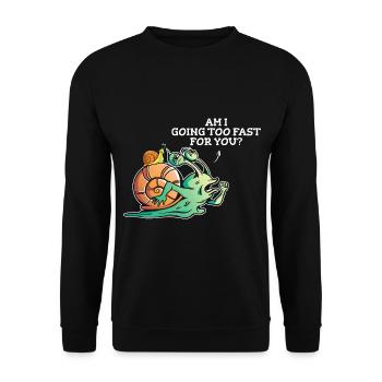 Snail lovers, I walk sluggishly too quickly - Unisex Sweatshirt - black - Front - Alina (178cm) & Michal (187cm)