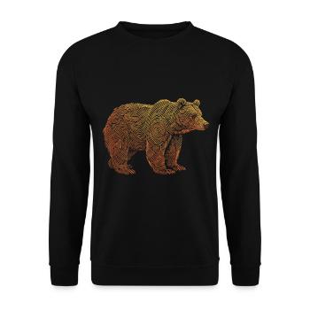 Line Art Bear - Unisex Pullover - Schwarz - Vorne - Alina (178cm) & Michal (187cm)