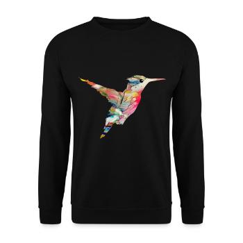 Kolibri Vogel fliegen Tier Natur Vögel Bunt Nektar - Unisex Pullover - Schwarz - Vorne - Alina (178cm) & Michal (187cm)