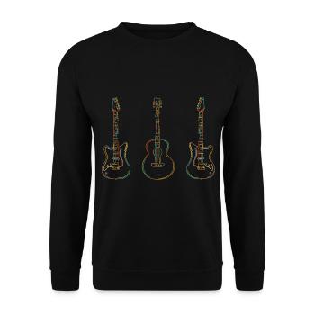 Guitar Gift Drawing Guitarists Band - Unisex Sweatshirt - black - Front - Alina (178cm) & Michal (187cm)