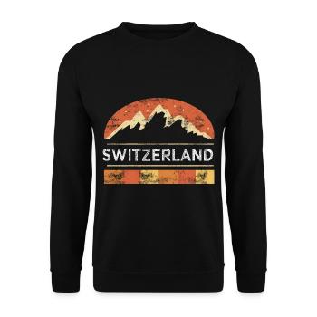 Switzerland Mountains Holiday Home Country - Unisex Sweatshirt - black - Front - Alina (178cm) & Michal (187cm)