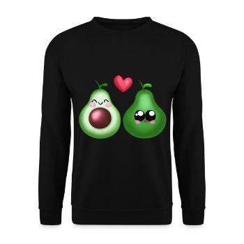 Avocado Liebe - Niedliches Pärchen Design - Unisex Pullover - Schwarz - Vorne - Alina (178cm) & Michal (187cm)