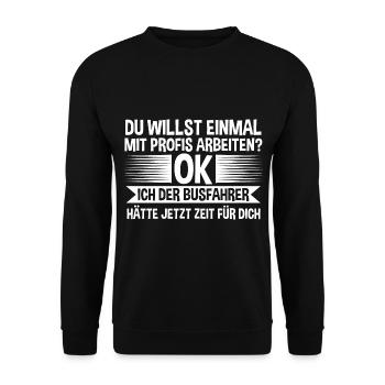 Bus Busfahrer - Unisex Pullover - Schwarz - Vorne - Alina (178cm) & Michal (187cm)