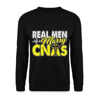 CNA Real Men Marry CNAs - Unisex Sweatshirt - black - Front - Alina (178cm) & Michal (187cm)