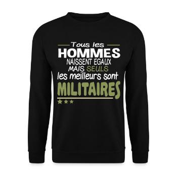 Militaire Homme Idée cadeau Armée de Terre Fierté - Sweat-shirt Unisexe - noir - Devant - Alina (178cm) & Michal (187cm)