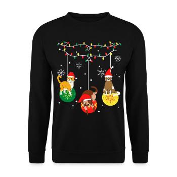 Funny christmas cats - Unisex Sweatshirt - black - Front - Alina (178cm) & Michal (187cm)