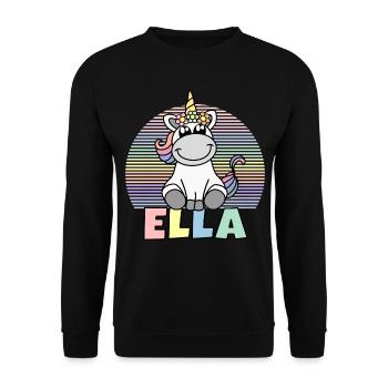 Ella Einhorn Name - Unisex Pullover - Schwarz - Vorne - Alina (178cm) & Michal (187cm)