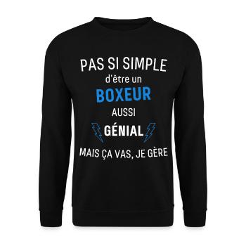 Boxeur Génial - Sweat-shirt Unisexe - noir - Devant - Alina (178cm) & Michal (187cm)